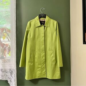 Coach Chartreuse Green Cotton Coat – Size M, Signature Lining + Garment Bag